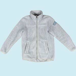 The North Face Campshire Jacket Girls Youth Large Sherpa Deep Pile Gray Blue Zip